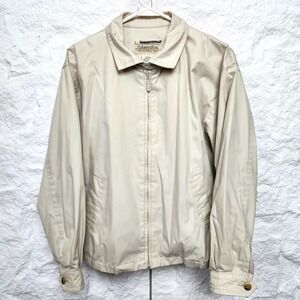 Vintage 90s Harrington Jacket Beige Windbreaker St Johns Bay Golf Petite Medium